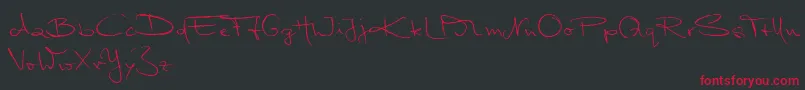 フォントMarleenScriptNormalReduced – 黒い背景に赤い文字