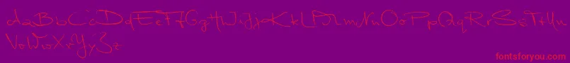 フォントMarleenScriptNormalReduced – 紫の背景に赤い文字