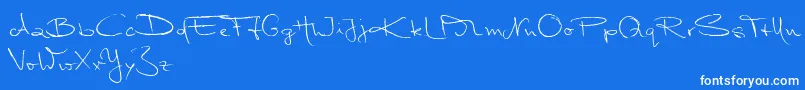 MarleenScriptNormalReduced-Schriftart – Weiße Schriften auf blauem Hintergrund
