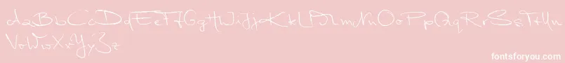 MarleenScriptNormalReduced-Schriftart – Weiße Schriften auf rosa Hintergrund