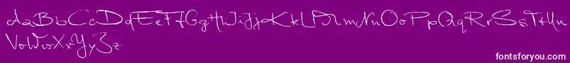 Fonte MarleenScriptNormalReduced – fontes brancas em um fundo violeta
