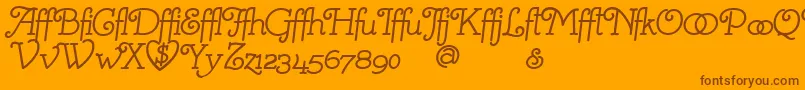 Mistresa-Schriftart – Braune Schriften auf orangefarbenem Hintergrund