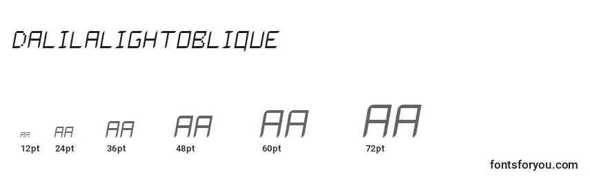 Размеры шрифта DalilaLightOblique