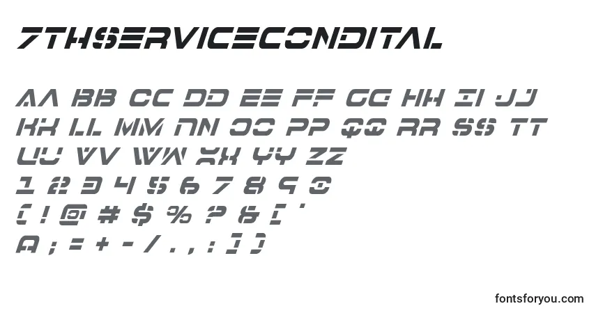 7thservicecondital-fontti – aakkoset, numerot, erikoismerkit