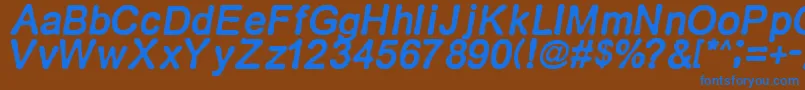 Retroitalics Font – Blue Fonts on Brown Background