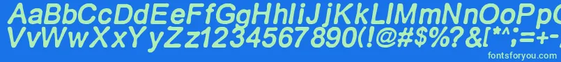 Retroitalics Font – Green Fonts on Blue Background