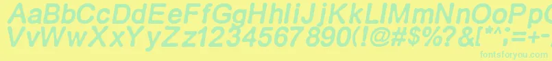 Retroitalics-Schriftart – Grüne Schriften auf gelbem Hintergrund