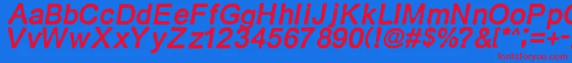 フォントRetroitalics – 赤い文字の青い背景