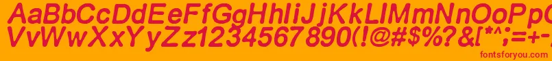フォントRetroitalics – オレンジの背景に赤い文字