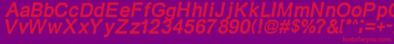フォントRetroitalics – 紫の背景に赤い文字