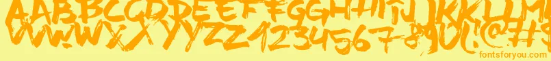 TimeMachino-Schriftart – Orangefarbene Schriften auf gelbem Hintergrund
