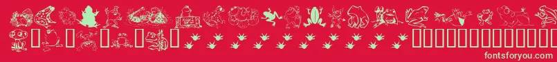 fuente KrFrogsForJennifer – Fuentes Verdes Sobre Fondo Rojo