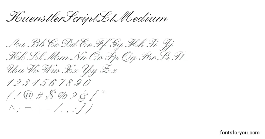 Шрифт KuenstlerScriptLtMedium – алфавит, цифры, специальные символы