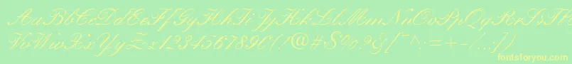 KuenstlerScriptLtMedium Font – Yellow Fonts on Green Background