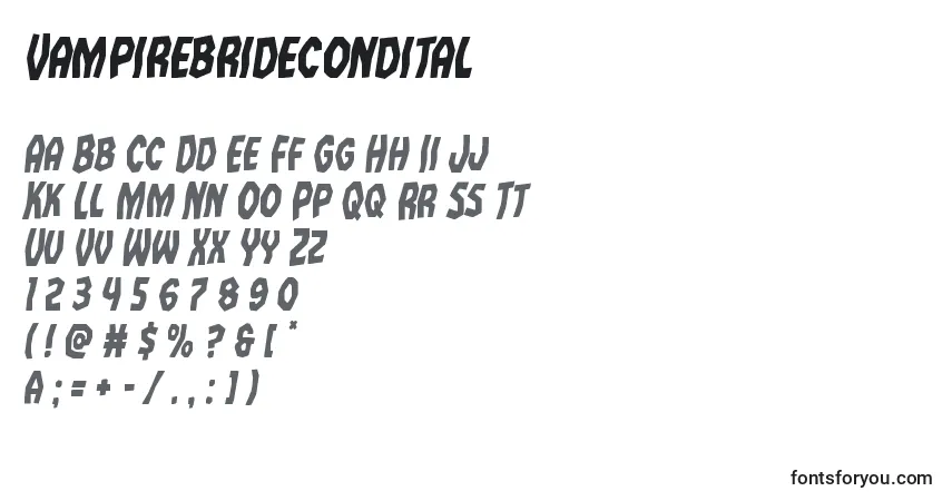 Czcionka Vampirebridecondital – alfabet, cyfry, specjalne znaki