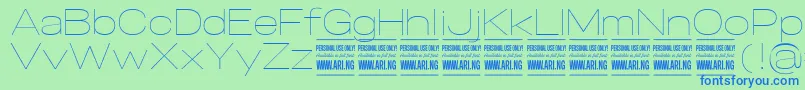 Шрифт SpecifypersonalExpthin – синие шрифты на зелёном фоне