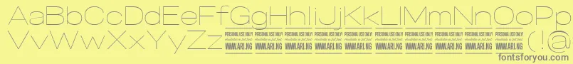 SpecifypersonalExpthin-Schriftart – Graue Schriften auf gelbem Hintergrund