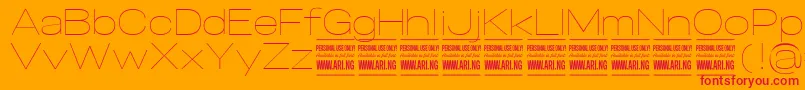 SpecifypersonalExpthin-Schriftart – Rote Schriften auf orangefarbenem Hintergrund