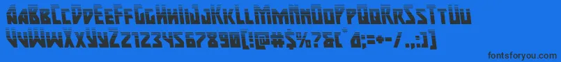 Majorforcehalfleft-Schriftart – Schwarze Schriften auf blauem Hintergrund