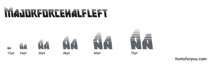 Размеры шрифта Majorforcehalfleft