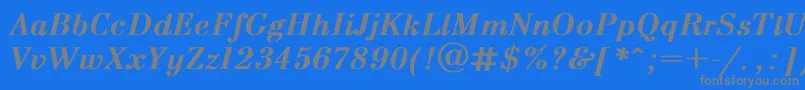 フォントBodoni T – 青い背景に灰色の文字