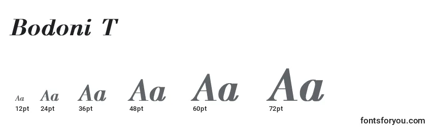 Bodoni T Font Sizes