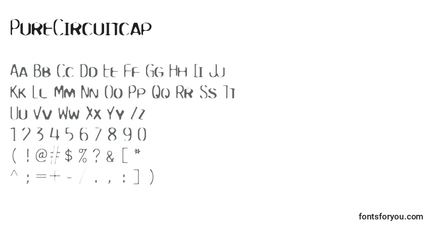 PureCircuitcap-fontti – aakkoset, numerot, erikoismerkit