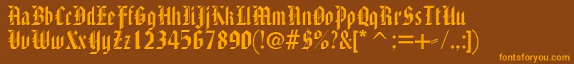 AmericanTextc Font – Orange Fonts on Brown Background