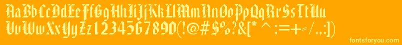 AmericanTextc Font – Yellow Fonts on Orange Background