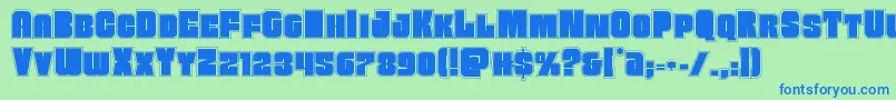 Funkmachineacad Font – Blue Fonts on Green Background