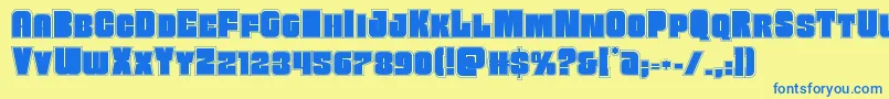 Funkmachineacad Font – Blue Fonts on Yellow Background
