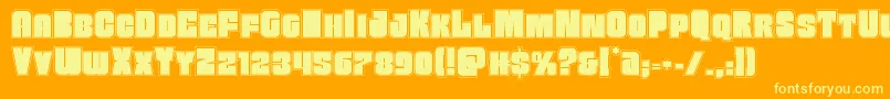 Funkmachineacad Font – Yellow Fonts on Orange Background
