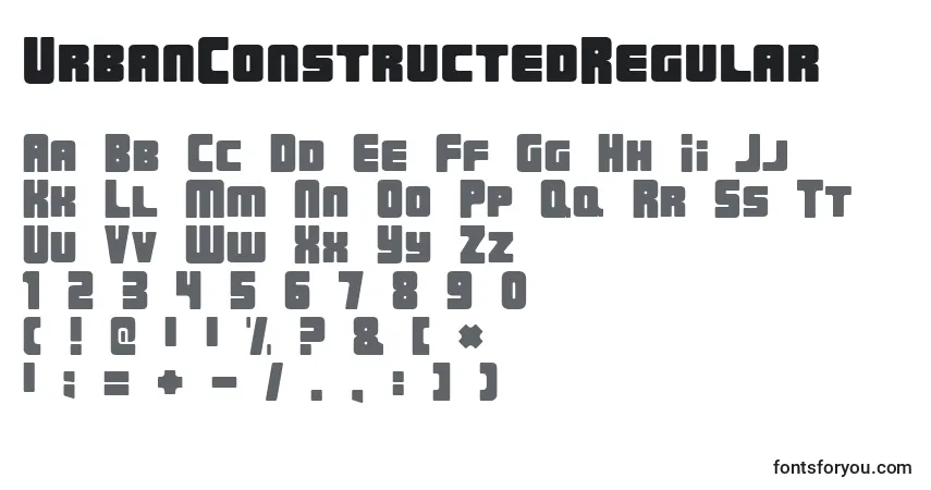 Czcionka UrbanConstructedRegular – alfabet, cyfry, specjalne znaki