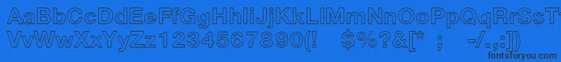 Fonte HelveticaLt75BoldOutline – fontes pretas em um fundo azul