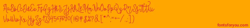 ContentoScriptFree-fontti – punaiset fontit oranssilla taustalla
