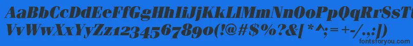 Шрифт FerraraOsfUltraItalic – чёрные шрифты на синем фоне