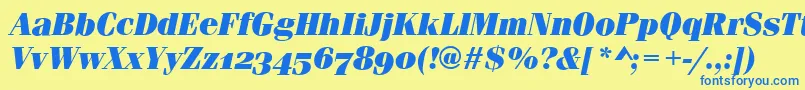 Шрифт FerraraOsfUltraItalic – синие шрифты на жёлтом фоне