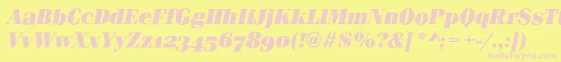 Fonte FerraraOsfUltraItalic – fontes rosa em um fundo amarelo