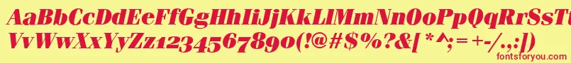 FerraraOsfUltraItalic Font – Red Fonts on Yellow Background