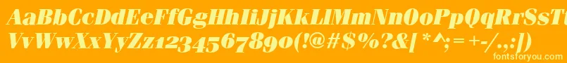 Подробнее о шрифте FerraraOsfUltraItalic Шрифт FerraraOsfUltraItalic – жёлтые шрифты на оранжевом фоне