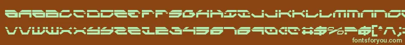 フォントTaskforcelc – 緑色の文字が茶色の背景にあります。