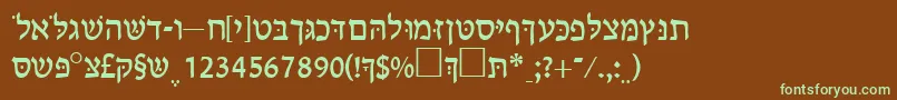 フォントCabalosskRegular – 緑色の文字が茶色の背景にあります。