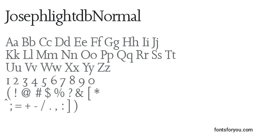A fonte JosephlightdbNormal – alfabeto, números, caracteres especiais