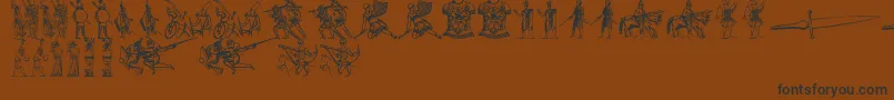 AncientWarriorsAndWeaponsTfb-fontti – mustat fontit ruskealla taustalla