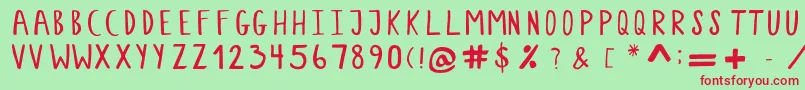 MeaculpaRegular Font – Red Fonts on Green Background