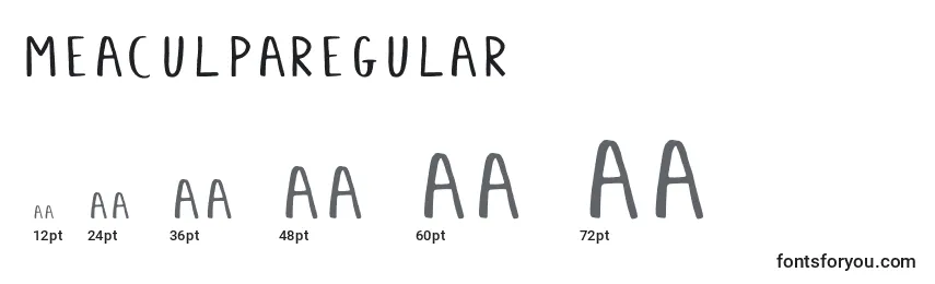 Размеры шрифта MeaculpaRegular