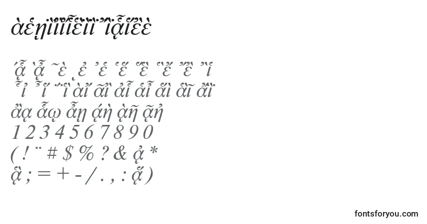 A fonte NewtonpgttItalic – alfabeto, números, caracteres especiais