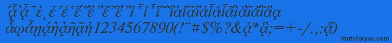 NewtonpgttItalic-fontti – mustat fontit sinisellä taustalla