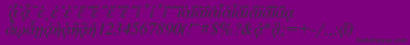 Fonte NewtonpgttItalic – fontes pretas em um fundo violeta