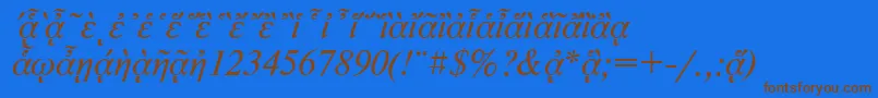 NewtonpgttItalic Font – Brown Fonts on Blue Background